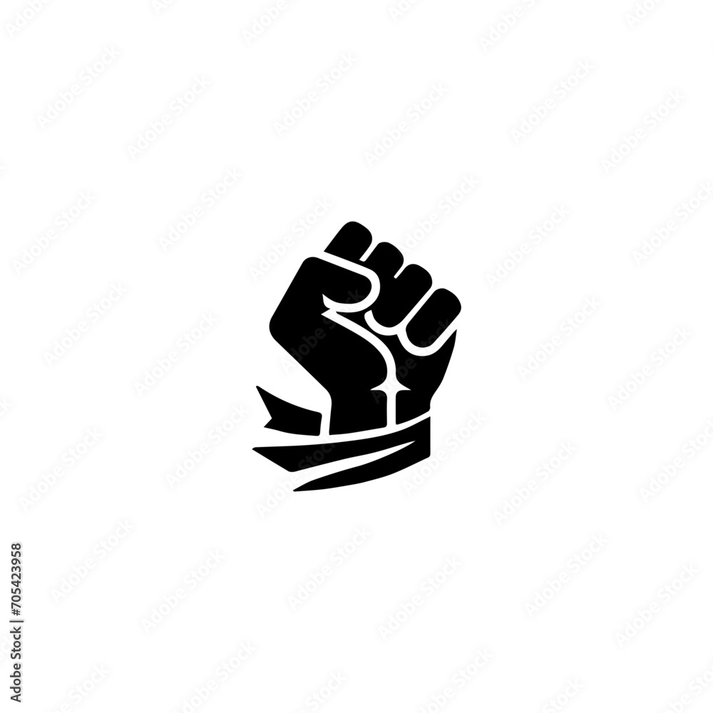 Obraz premium Fist Logo Design Vector Black and white on white background