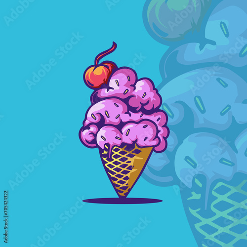 Ice Cream Logo Illustration (ID: 705424322)