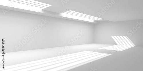 Minimalistic room space. White clean empty architecture interior