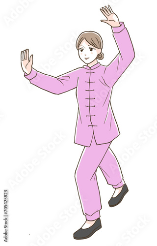 太極拳をする女性のイラスト
