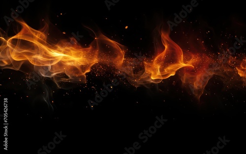 Fire flames on black background