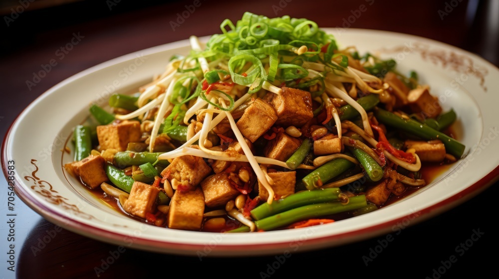 Tofu Stir Fry with Vegetables on Plate Tofu Stir Fry with Vegetables on Plate