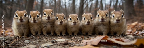 Group Curious Ground Squirrel Puppies Grass, Comic background, Background Banner photo