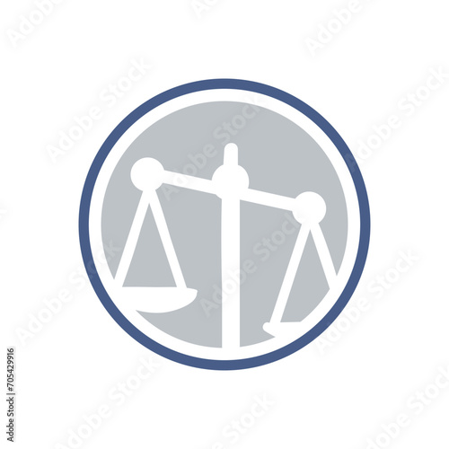 Law firm logo icon with vintage scale in balance symbol vector