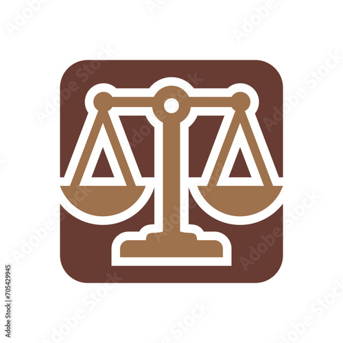 Law firm logo icon with vintage scale in balance symbol vector