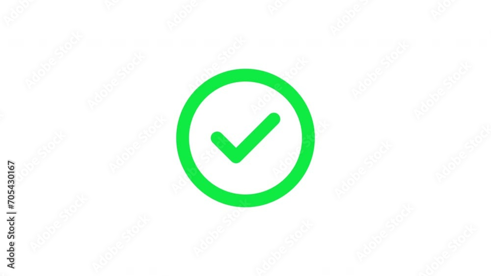 Modern green check mark icon animation on a white background. Success, correct or right choice icon animation in 4k video. Modern green check mark icon animation on a white background. Success, correct or right choice icon animation in 4k video.