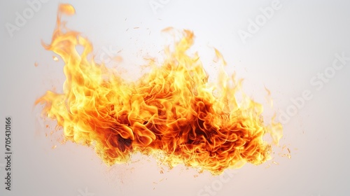 Fire on White Background. Flame, Hot, Burn, Inferno 