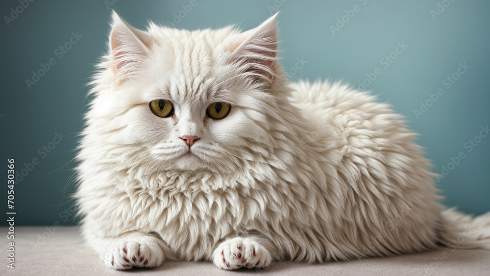 White Persian cat shine take a photo of your elegant feline against a solid color background to emphasize their stunning white