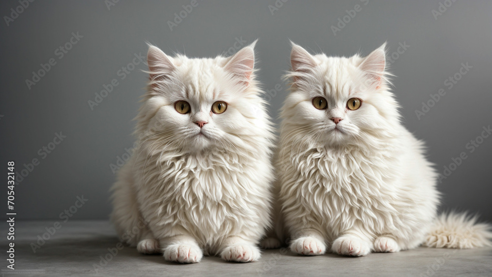 White Persian cat by capturing them against a simple, solid background a photo that showcases their beauty and elegance