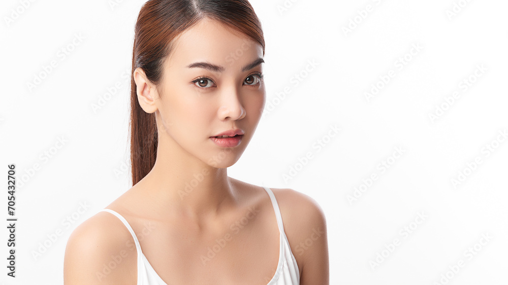 Beautiful young asian woman with clean fresh skin on white background, Face care, Facial treatment, Cosmetology, beauty and spa, Asian women portrait. Beautiful young asian woman with clean fresh skin on white background, Face care, Facial treatment, Cosmetology, beauty and spa, Asian women portrait.
