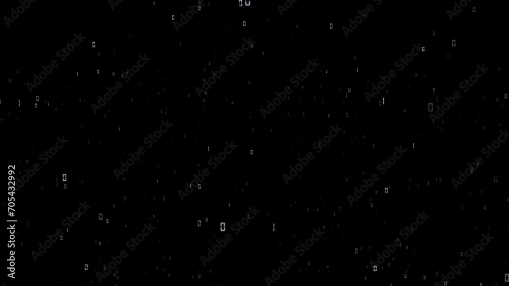  Digital computer glowing binary numbers loop fly on black background. Seamless loop.