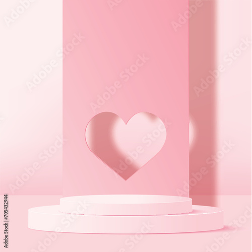 3d valentine podium scene for product display or placement. Vector