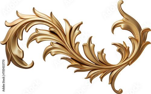 Gold Acanthus isolated on transparent background. PNG photo