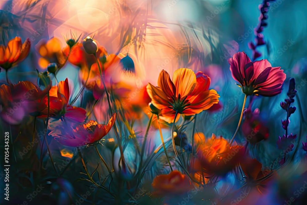 abstract flowers, vivid, surreal, ethereal, blooming