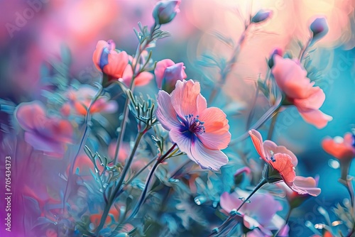 abstract flowers, vivid, surreal, ethereal, blooming