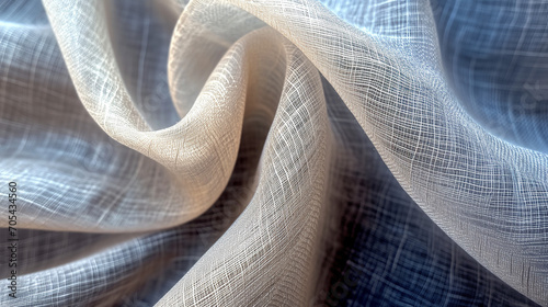 Gros plan d'un bout de tissu de lin beige fait à partir de fibres naturelles, texture de tissu d'été photo