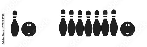 Bowling ball pins icon vector set
