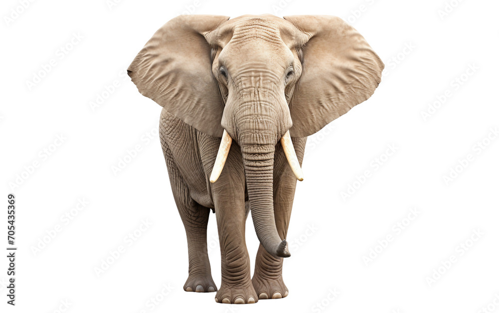 Majestic African Elephant Captured in a Stunning Pose Isolated on Transparent Background PNG.