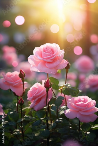 Happy Pink Flowers in Garden