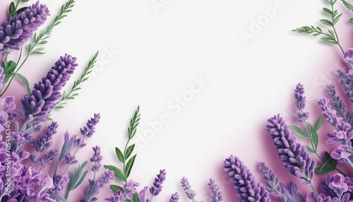 lavender flowers border. copy space