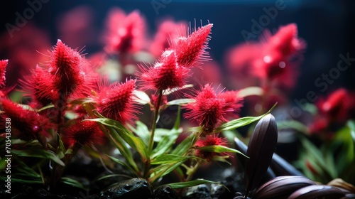 Beautiful red aquatic plant in a beautifully planted aquarium photo