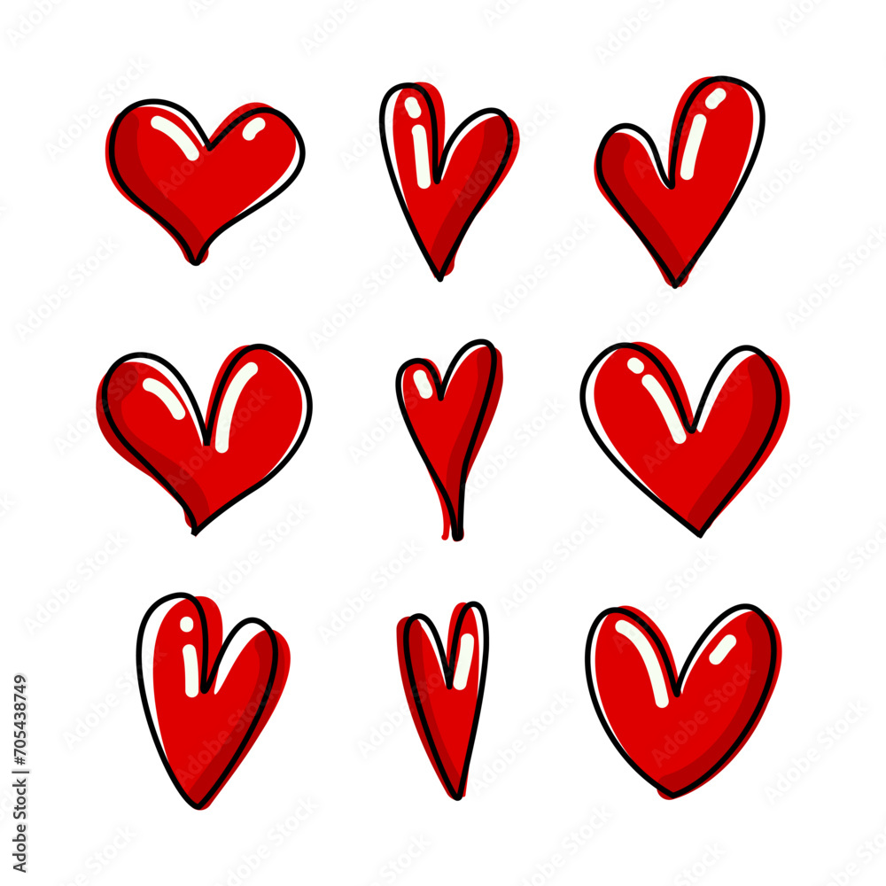 Heart vector set, Heart shape vector set, Love symbols on Valentines day, Heart collection on white background vector illustration Heart vector set, Heart shape vector set, Love symbols on Valentines day, Heart collection on white background vector illustration