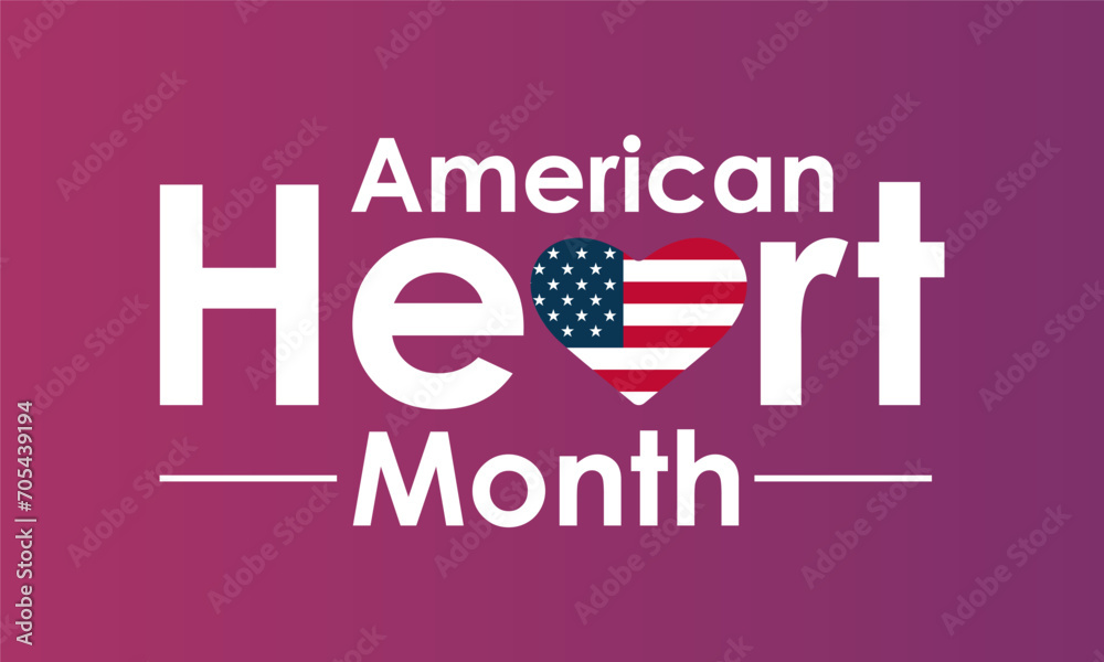 American Heart Month design observed every year in month of february. Vector health banner, flyer, poster and social medial template design.