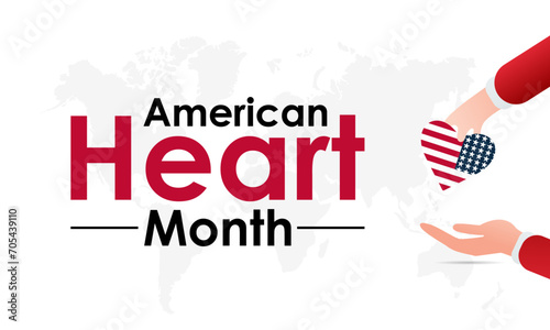 American Heart Month design observed every year in month of february. Vector health banner, flyer, poster and social medial template design.