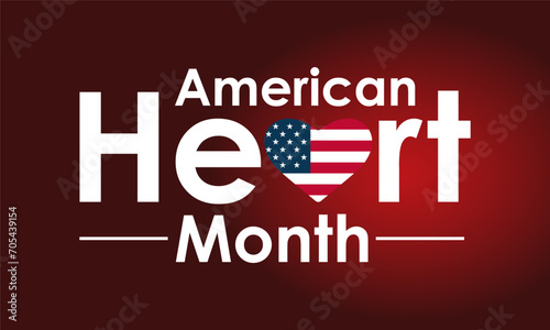 American Heart Month design observed every year in month of february. Vector health banner, flyer, poster and social medial template design.