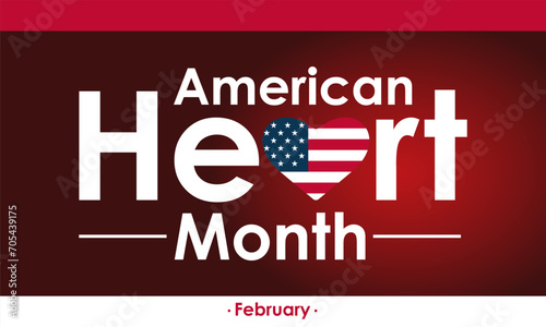 American Heart Month design observed every year in month of february. Vector health banner, flyer, poster and social medial template design.