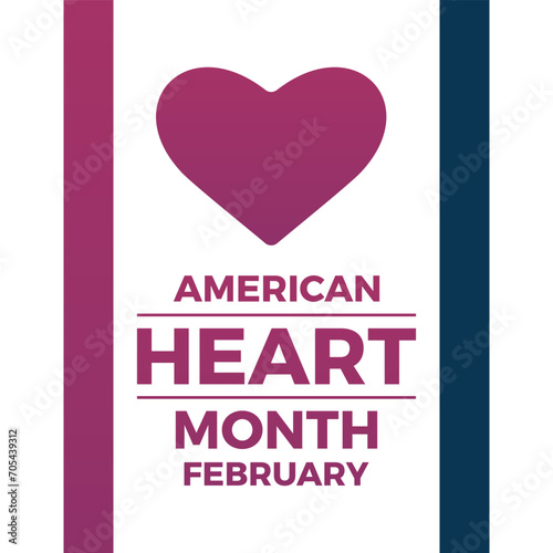 American Heart Month design observed every year in month of february. Vector health banner, flyer, poster and social medial template design.