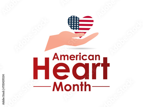 American Heart Month design observed every year in month of february. Vector health banner, flyer, poster and social medial template design.