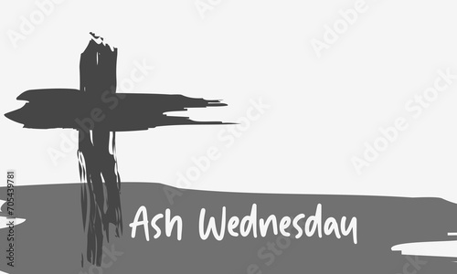 Ash Wednesday celebrated on 14th February. Vector banner, flyer, poster and social medial template design.