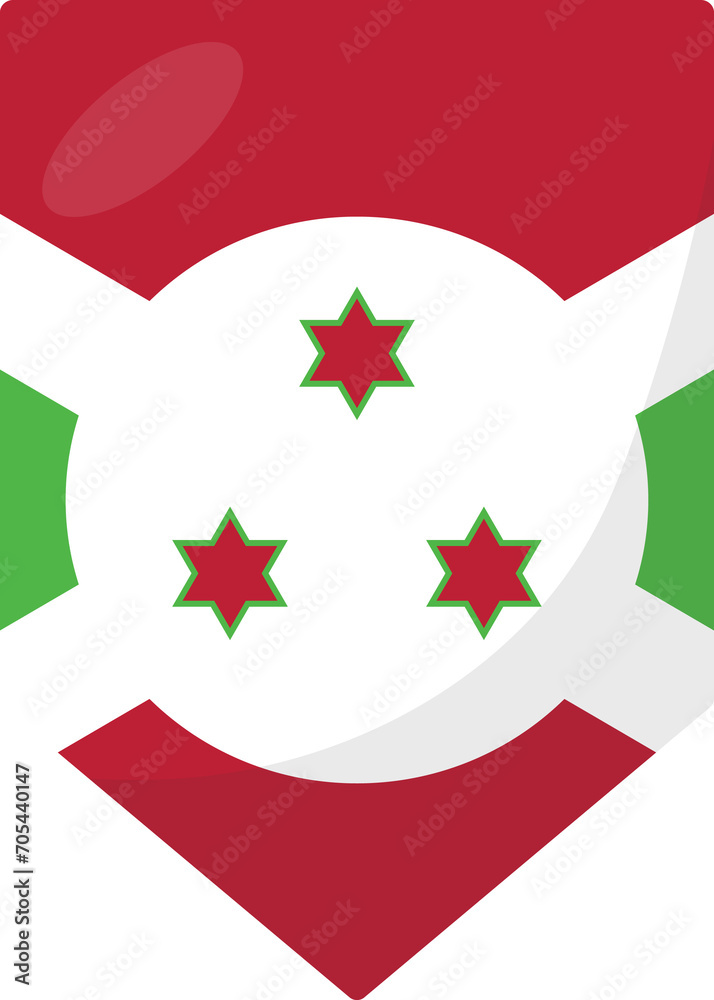 Burundi flag pennant 3D cartoon style. Burundi flag pennant 3D cartoon style.