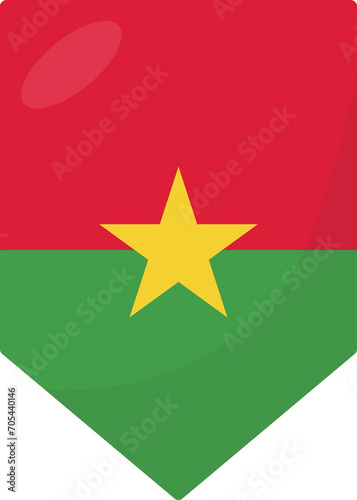 Burkina Faso flag pennant 3D cartoon style.