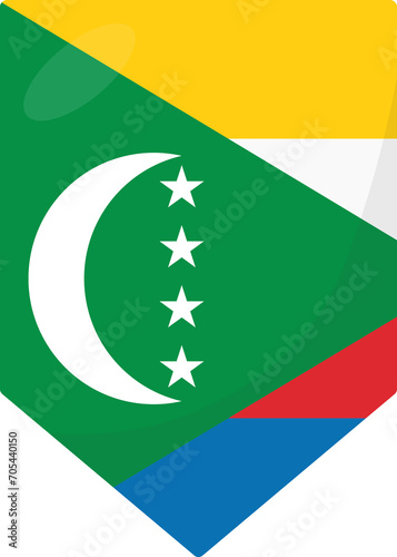 Free Download Comoros flag pennant 3D cartoon style. - GFXLoad