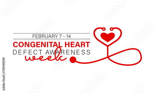Congenital Heart Defect Awareness Week observed every year in month of february. Vector health banner, flyer, poster and social medial template design.