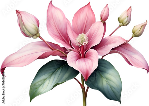 Watercolor painting of Medinilla flower. 