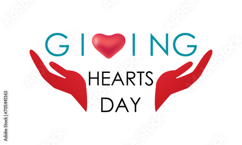 Giving Hearts Day celebrated every year on February 8. Vector banner, flyer, poster and social medial template design.