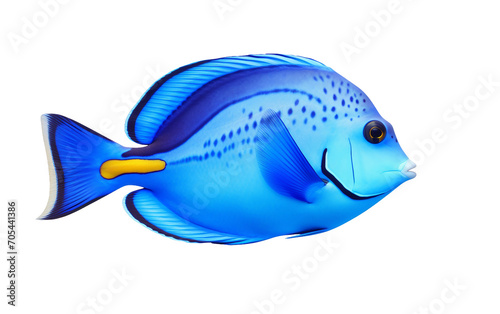 Capturing the Mesmerizing Blue Tang in Motion Isolated on Transparent Background PNG.