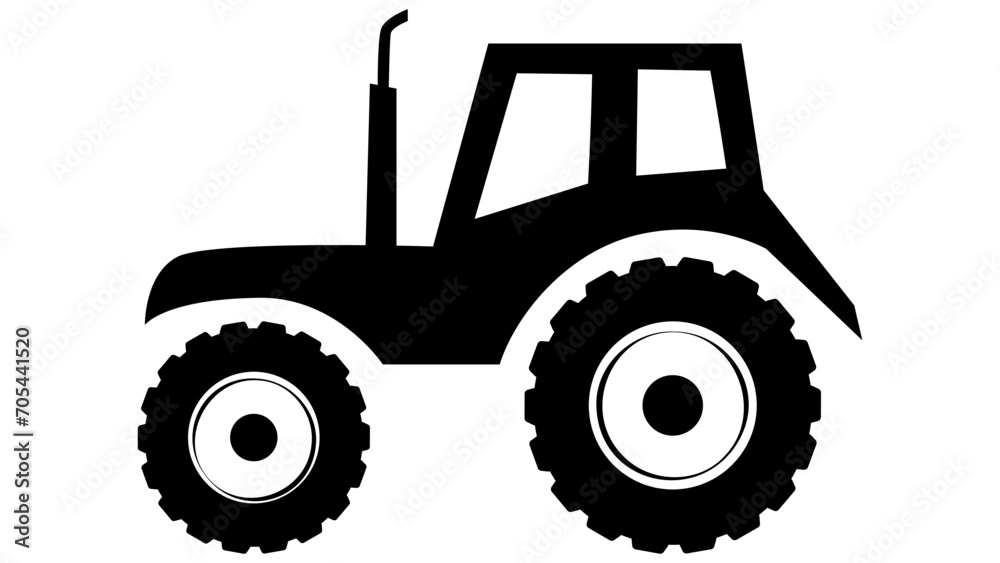 Tractor silhouettes isolated on white background. Clipart.