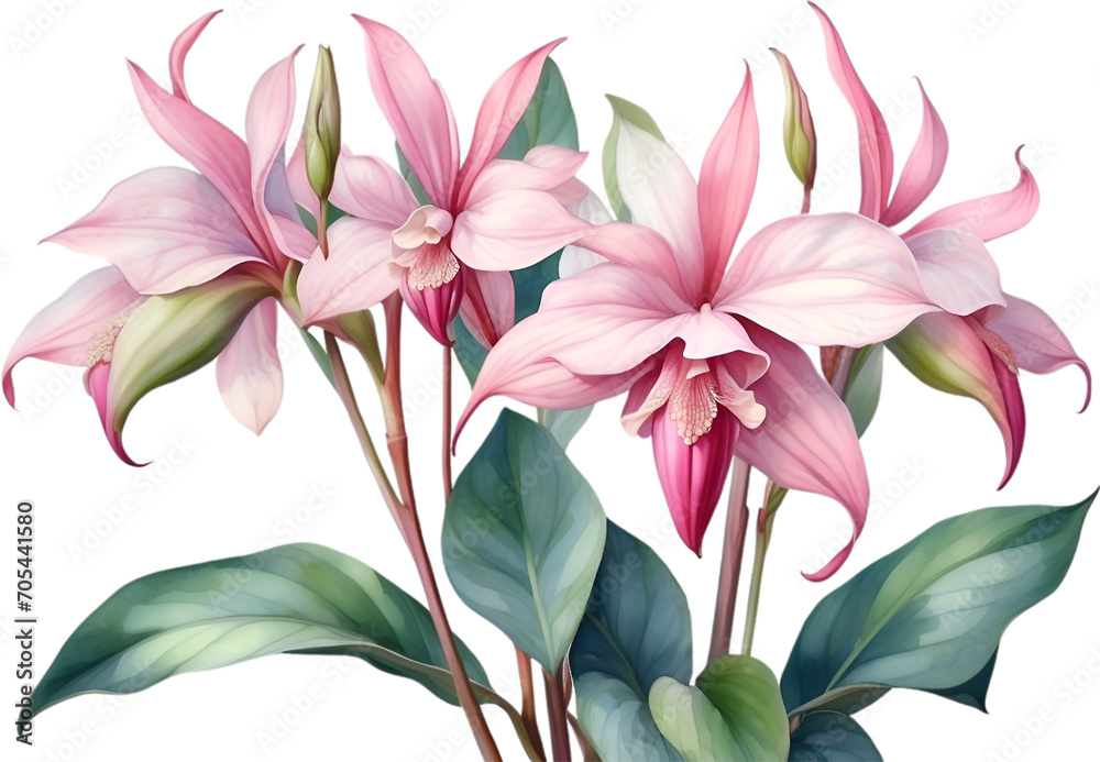 Obraz premium Watercolor painting of Medinilla flower. 