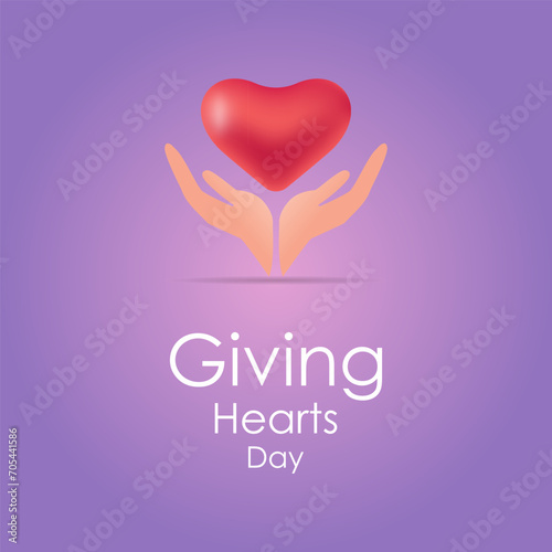 Giving Hearts Day celebrated every year on February 8. Vector banner, flyer, poster and social medial template design.