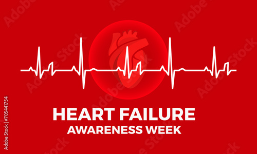 Heart Failure Awareness Week observed every year of february. Vector health banner, flyer, poster and social medial template design.