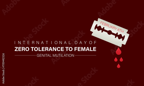 International Day of Zero Tolerance to Female Genital Mutilation celebrated every year on 6th February. Vector banner, flyer, poster and social medial template design.