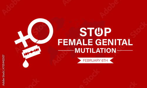 International Day of Zero Tolerance to Female Genital Mutilation celebrated every year on 6th February. Vector banner, flyer, poster and social medial template design. photo