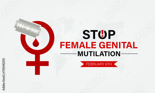 International Day of Zero Tolerance to Female Genital Mutilation celebrated every year on 6th February. Vector banner, flyer, poster and social medial template design.