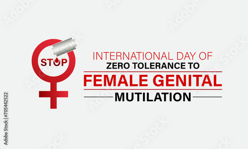 International Day of Zero Tolerance to Female Genital Mutilation celebrated every year on 6th February. Vector banner, flyer, poster and social medial template design.