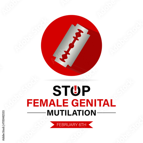 International Day of Zero Tolerance to Female Genital Mutilation celebrated every year on 6th February. Vector banner, flyer, poster and social medial template design.