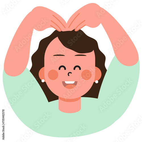 Boy and girl show each other heart signs on Valentine's Day. SVG